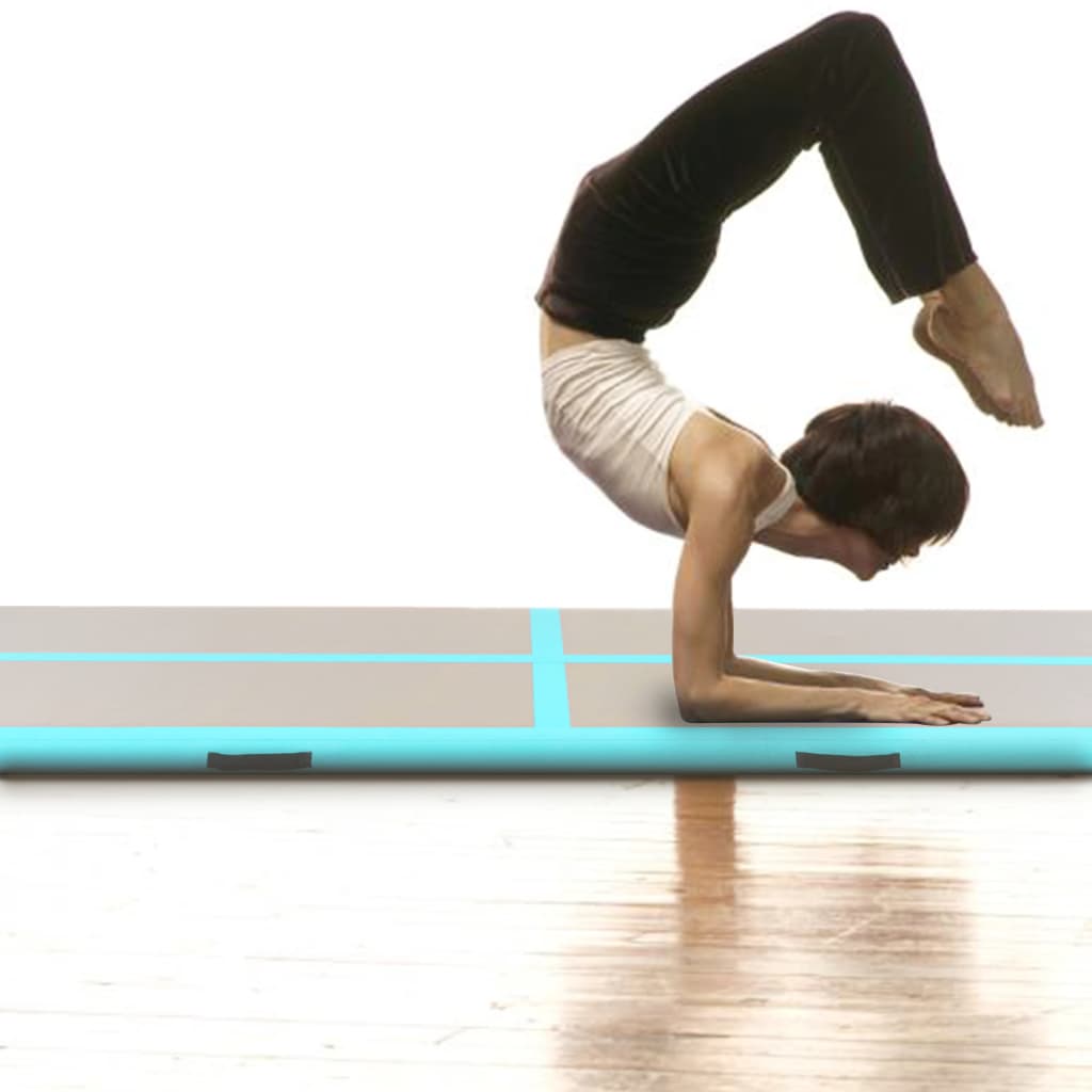 Gymnastiekmat Met Pomp Opblaasbaar 600X100X10 Cm Pvc Groen