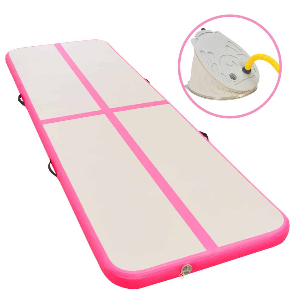Gymnastiekmat Met Pomp Opblaasbaar 700X100X10 Cm Pvc Roze