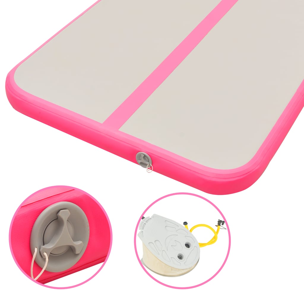 Gymnastiekmat Met Pomp Opblaasbaar 700X100X10 Cm Pvc Roze