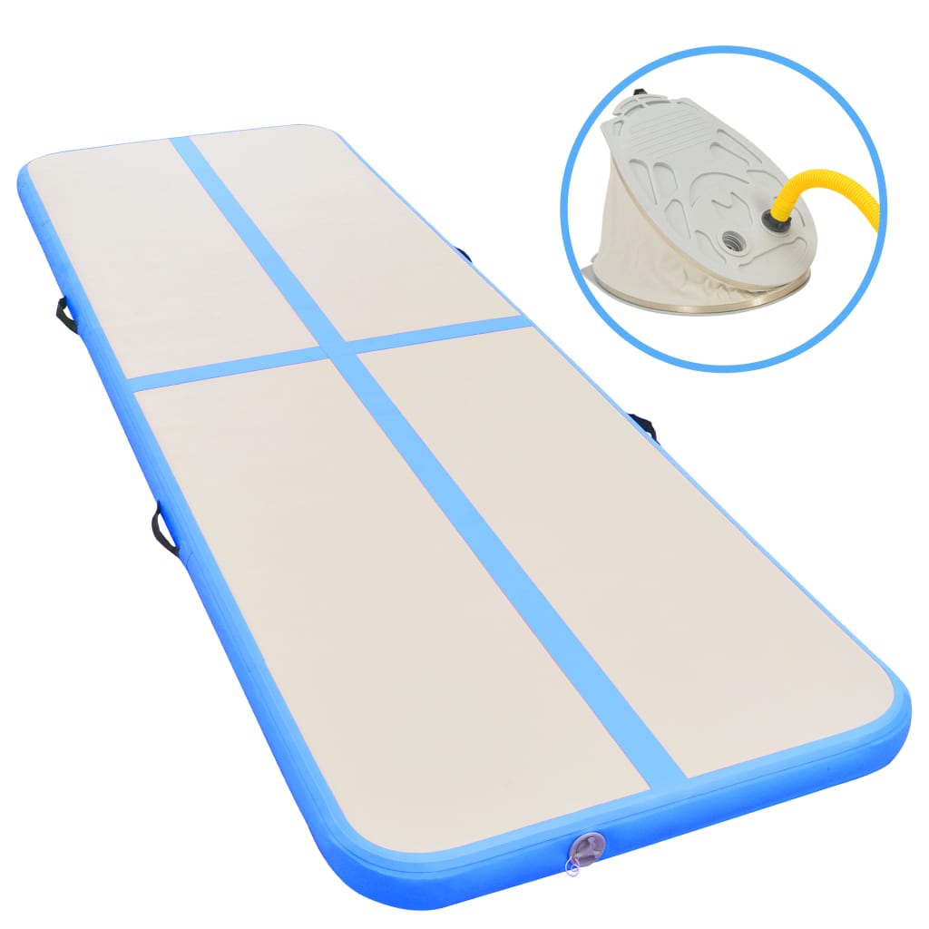 Gymnastiekmat Met Pomp Opblaasbaar 700X100X10 Cm Pvc Blauw