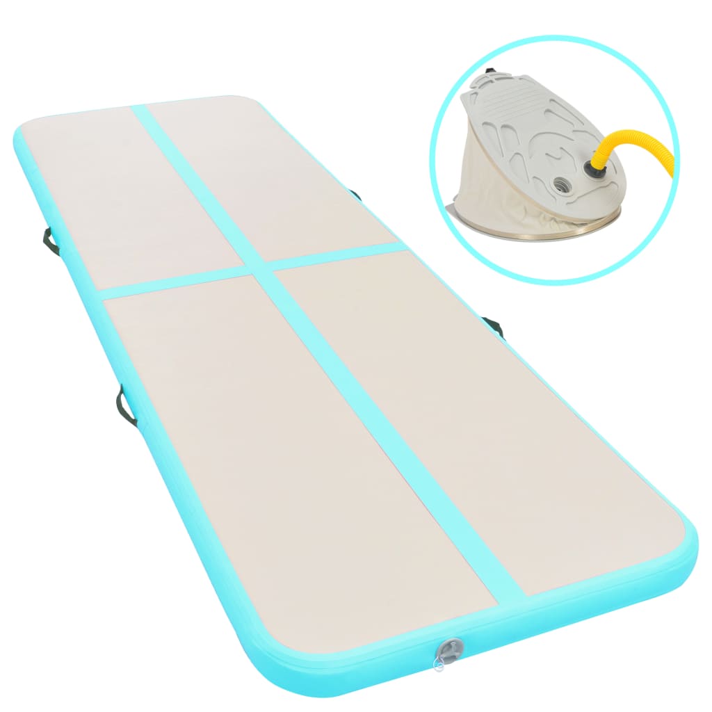 Gymnastiekmat Met Pomp Opblaasbaar 700X100X10 Cm Pvc Groen