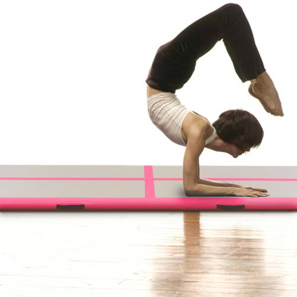 Gymnastiekmat Met Pomp Opblaasbaar 800X100X10 Cm Pvc Roze