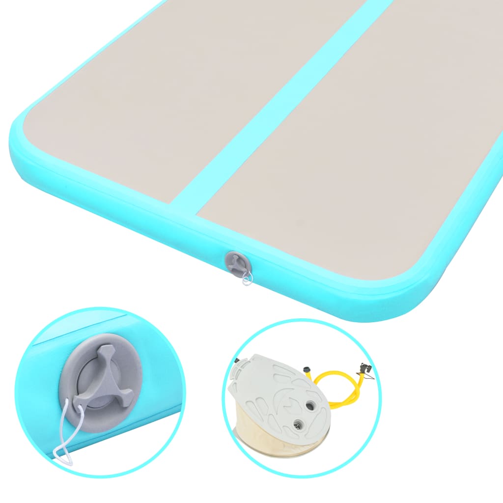 Gymnastiekmat Met Pomp Opblaasbaar 800X100X10 Cm Pvc Groen