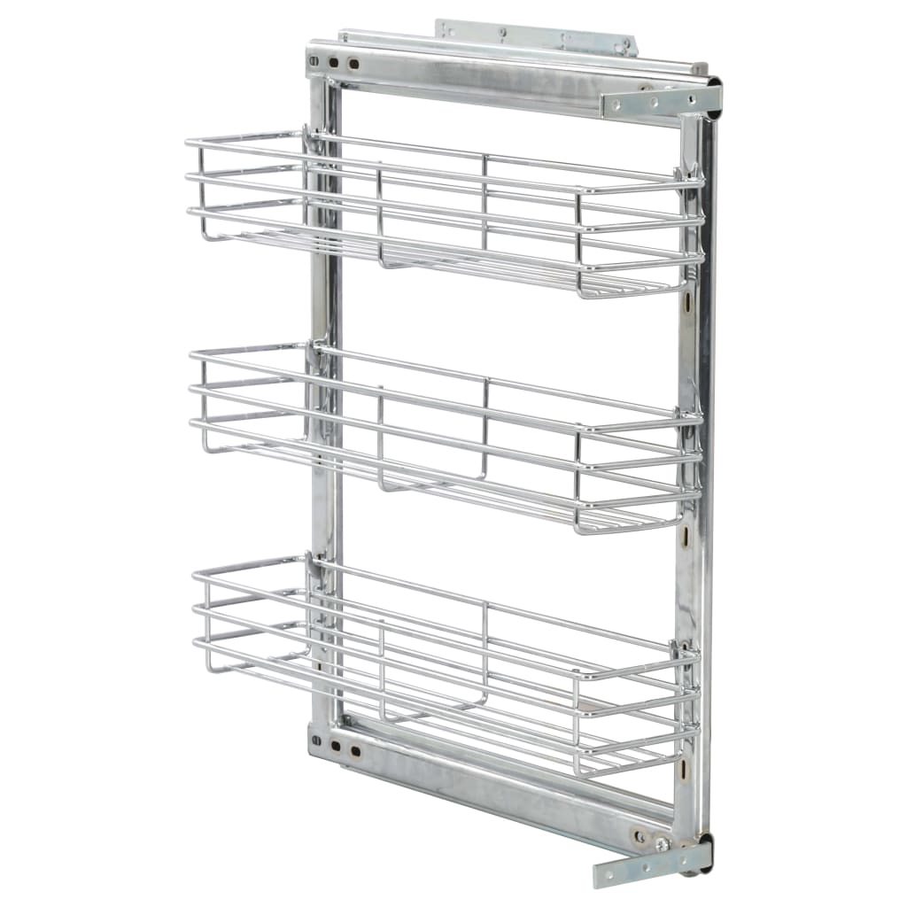Draadmand Keuken Uittrekbaar 3-Laags 47X11X56 Cm Zilverkleurig