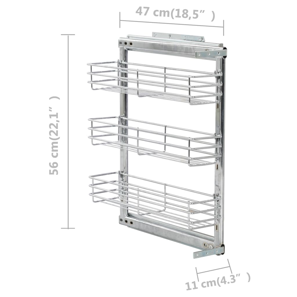 Draadmand Keuken Uittrekbaar 3-Laags 47X11X56 Cm Zilverkleurig