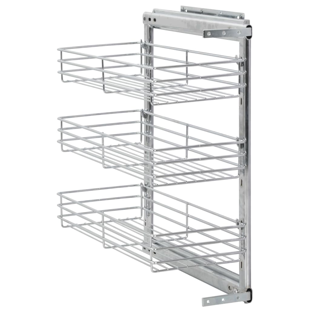 Draadmand Keuken Uittrekbaar 3-Laags 47X25X56 Cm Zilverkleurig