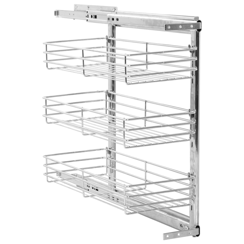 Draadmand Keuken Uittrekbaar 3-Laags 47X25X56 Cm Zilverkleurig