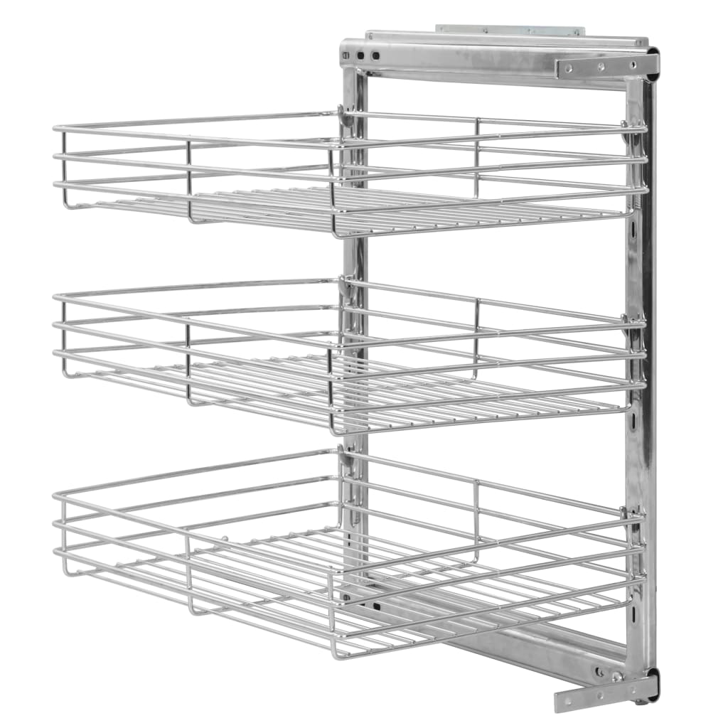 Draadmand Keuken Uittrekbaar 3-Laags 47X35X56 Cm Zilverkleurig