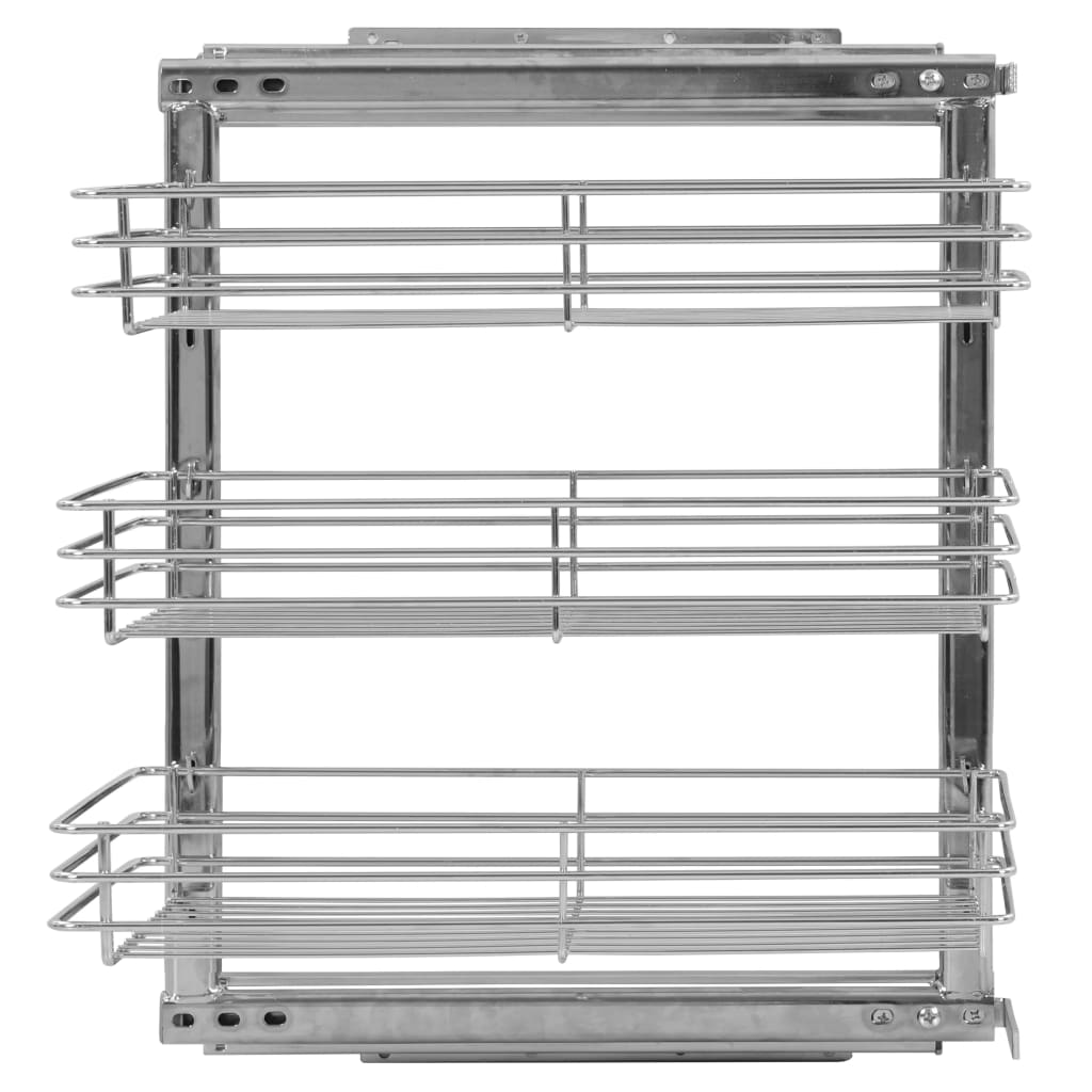 Draadmand Keuken Uittrekbaar 3-Laags 47X35X56 Cm Zilverkleurig