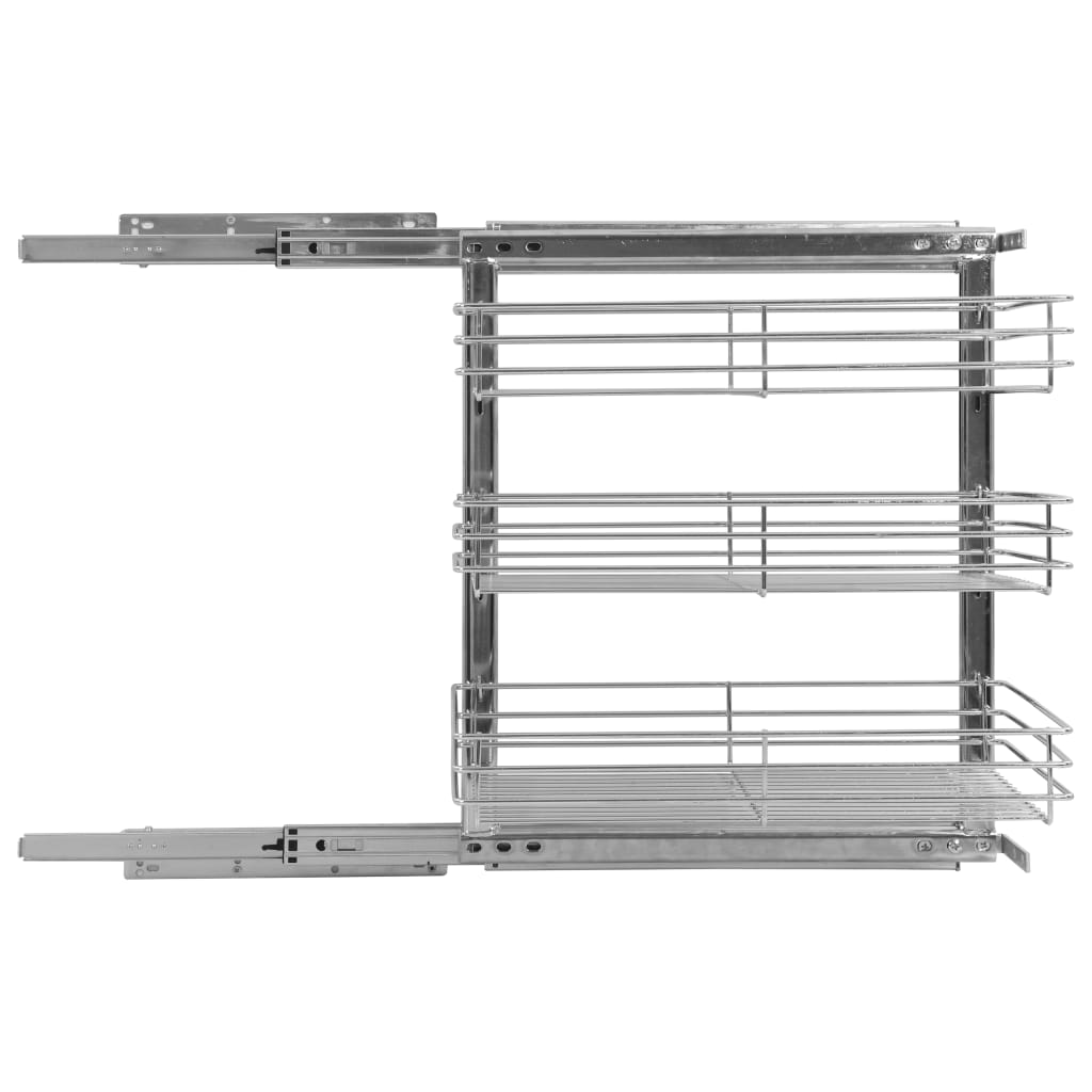 Draadmand Keuken Uittrekbaar 3-Laags 47X35X56 Cm Zilverkleurig