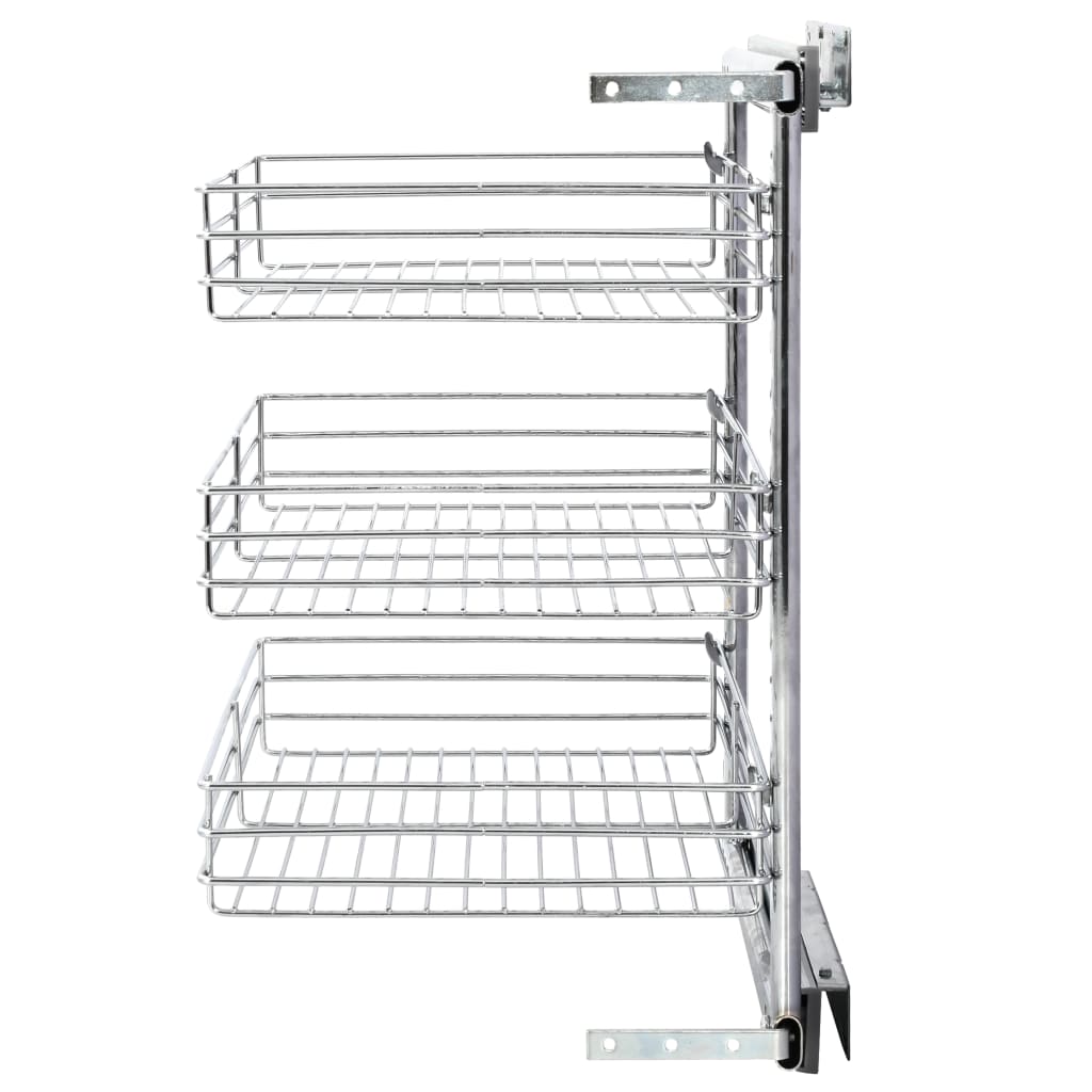 Draadmand Keuken Uittrekbaar 3-Laags 47X35X56 Cm Zilverkleurig
