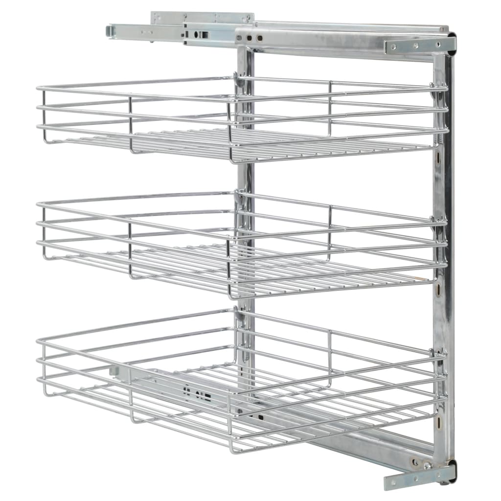 Draadmand Keuken Uittrekbaar 3-Laags 47X35X56 Cm Zilverkleurig