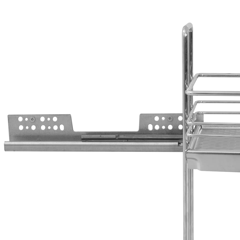 Draadmand Keuken Uittrekbaar 2-Laags 47X15X54,5Cm Zilverkleurig