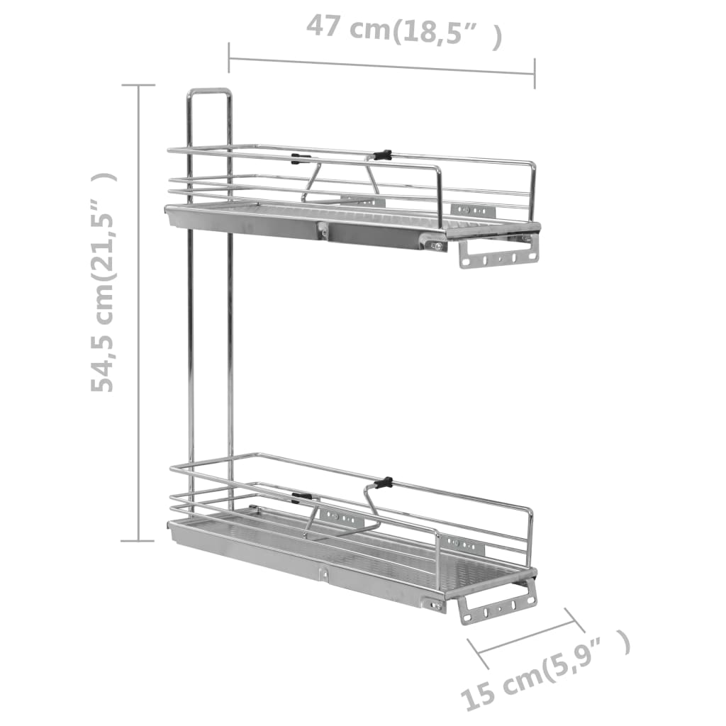Draadmand Keuken Uittrekbaar 2-Laags 47X15X54,5Cm Zilverkleurig