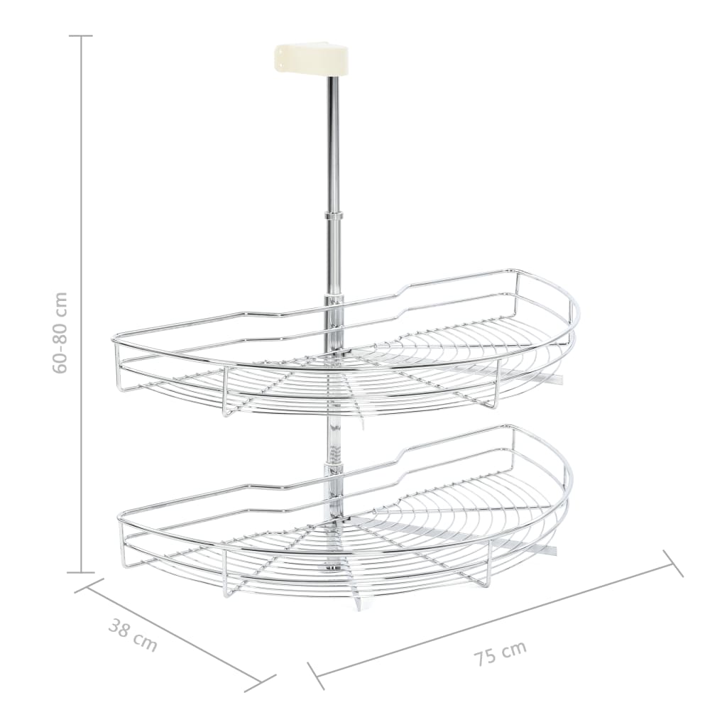 Draadmand Keuken 2-Laags 180 Graden 75X38X80 Cm Zilverkleurig