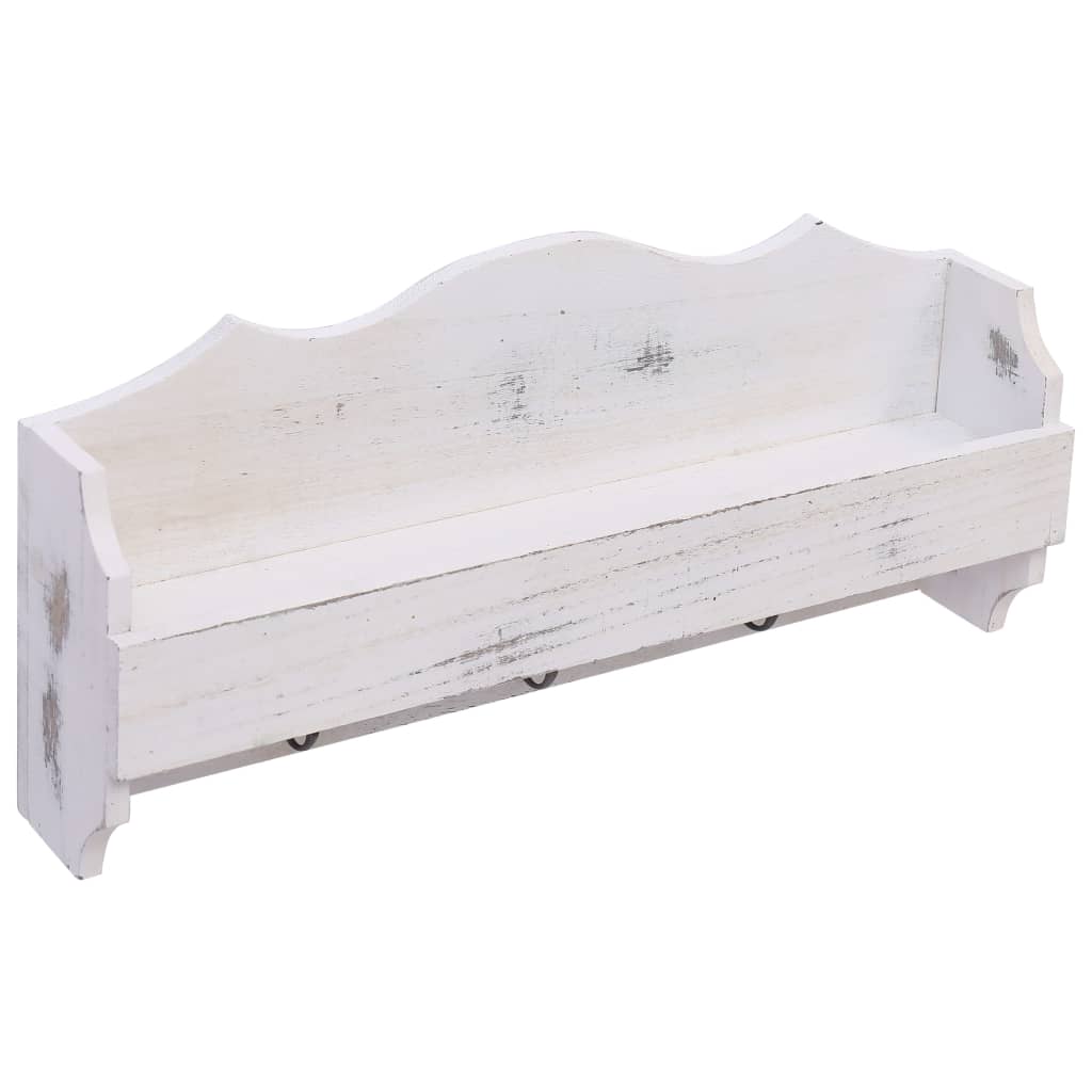 Wandkapstok 50X10X23 Cm Hout Wit
