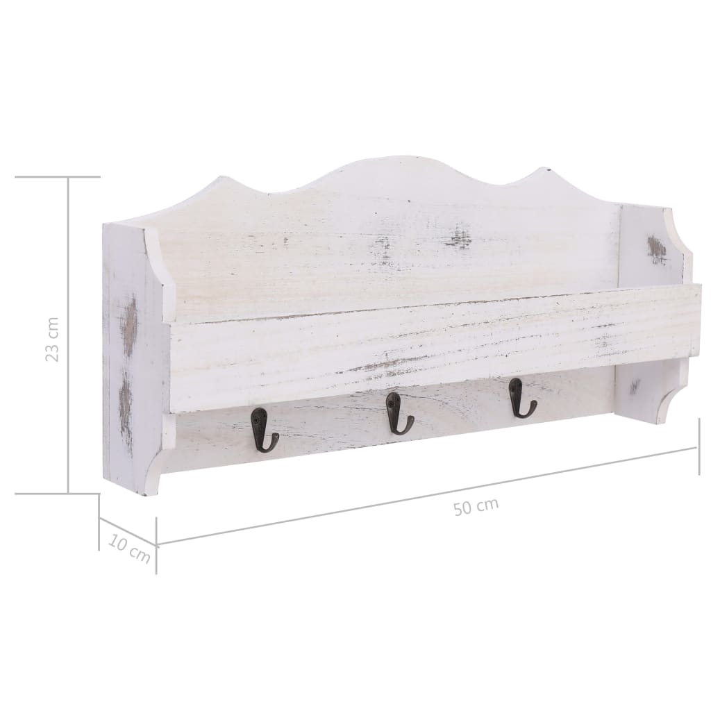 Wandkapstok 50X10X23 Cm Hout Wit