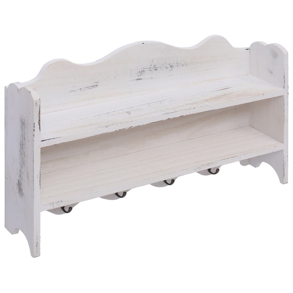 Wandkapstok 50X10X30 Cm Hout Wit