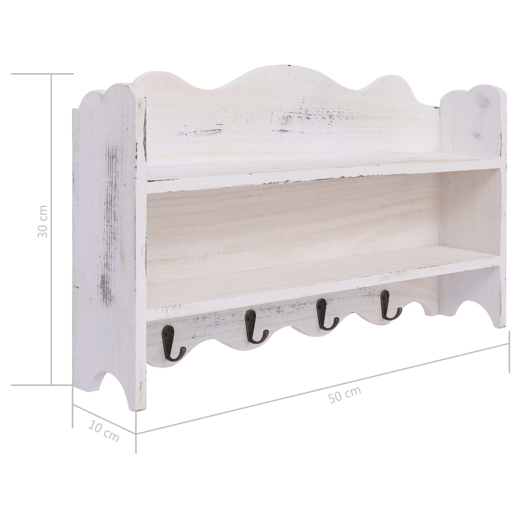 Wandkapstok 50X10X30 Cm Hout Wit