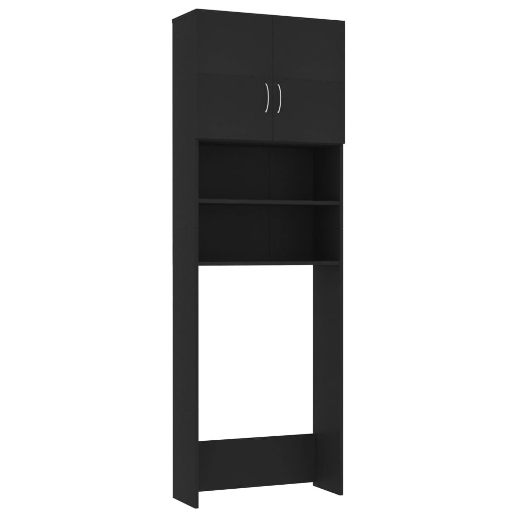 Wasmachinekast 64X25,5X190 Cm Bewerkt Hout Zwart