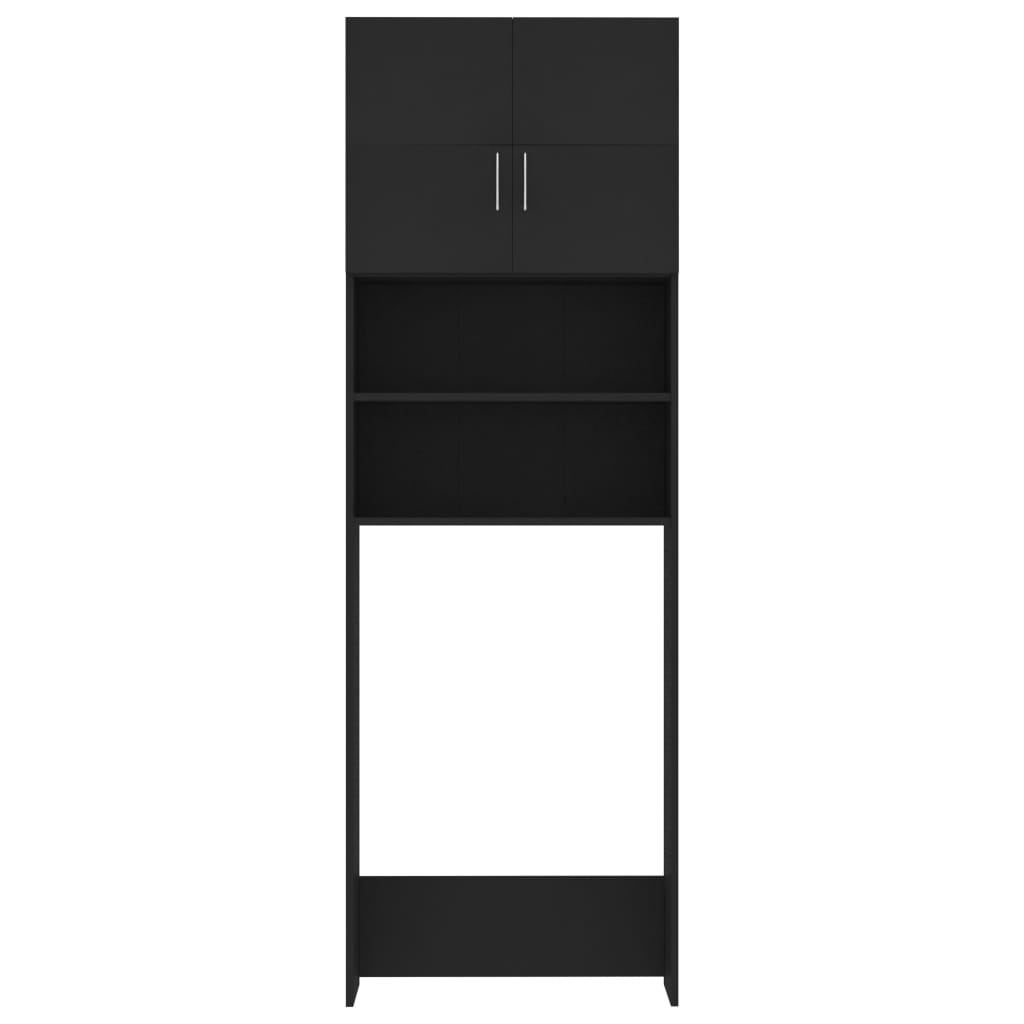 Wasmachinekast 64X25,5X190 Cm Bewerkt Hout Zwart