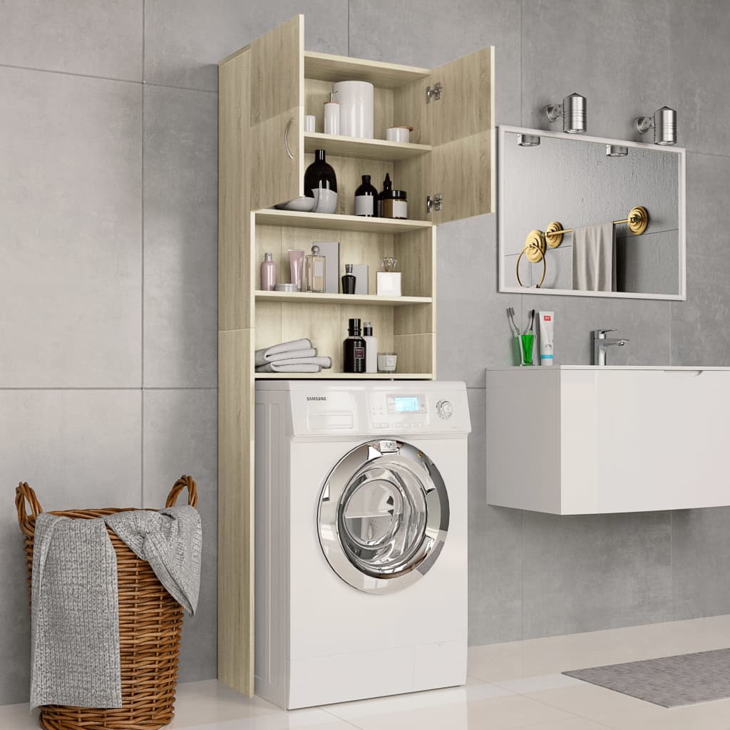 Wasmachinekast 64X25,5X190 Cm Bewerkt Hout Sonoma Eikenkleurig