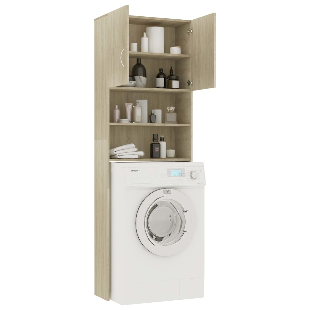 Wasmachinekast 64X25,5X190 Cm Bewerkt Hout Sonoma Eikenkleurig