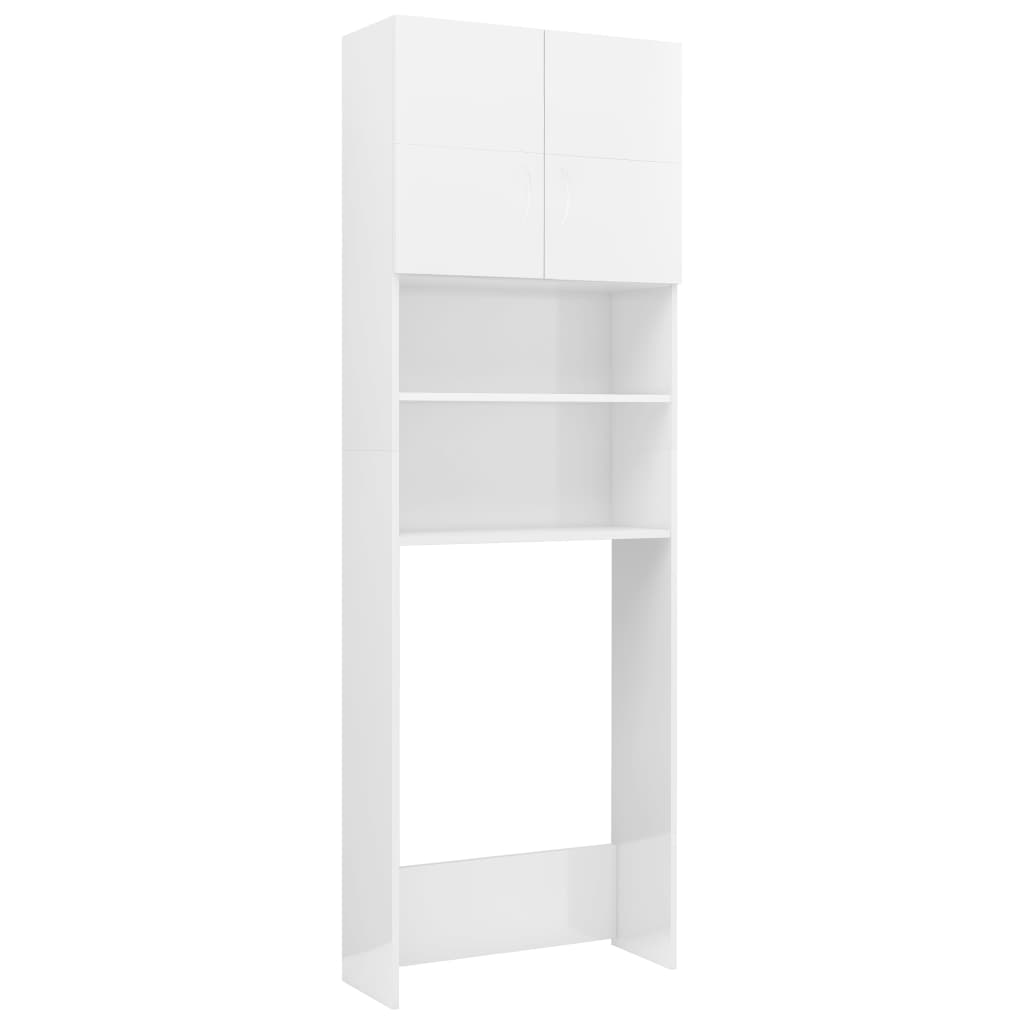 Wasmachinekast 64X25,5X190 Cm Hoogglans Wit