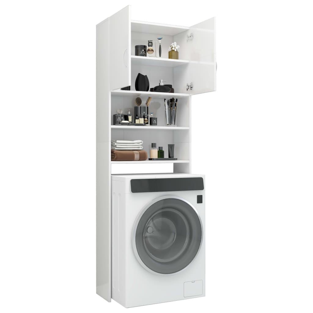 Wasmachinekast 64X25,5X190 Cm Hoogglans Wit