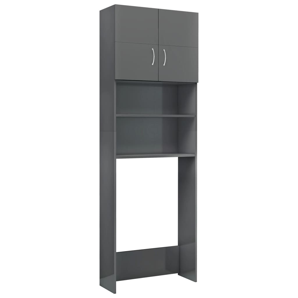 Wasmachinekast 64X25,5X190 Cm Hoogglans Grijs
