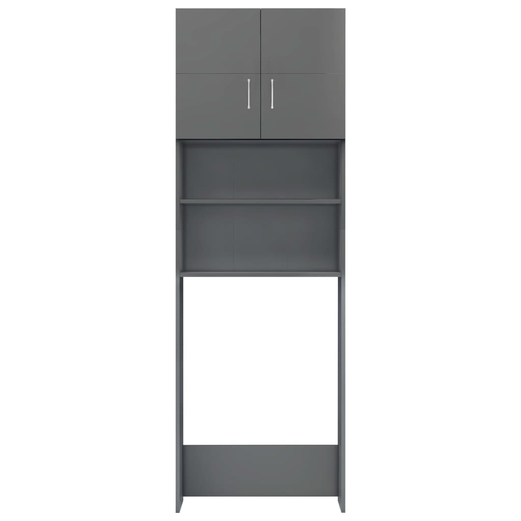 Wasmachinekast 64X25,5X190 Cm Hoogglans Grijs