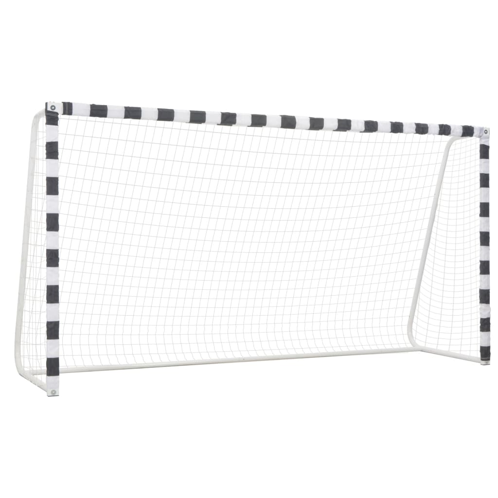 Voetbaldoel 300X160X90 Cm Metaal Zwart En Wit