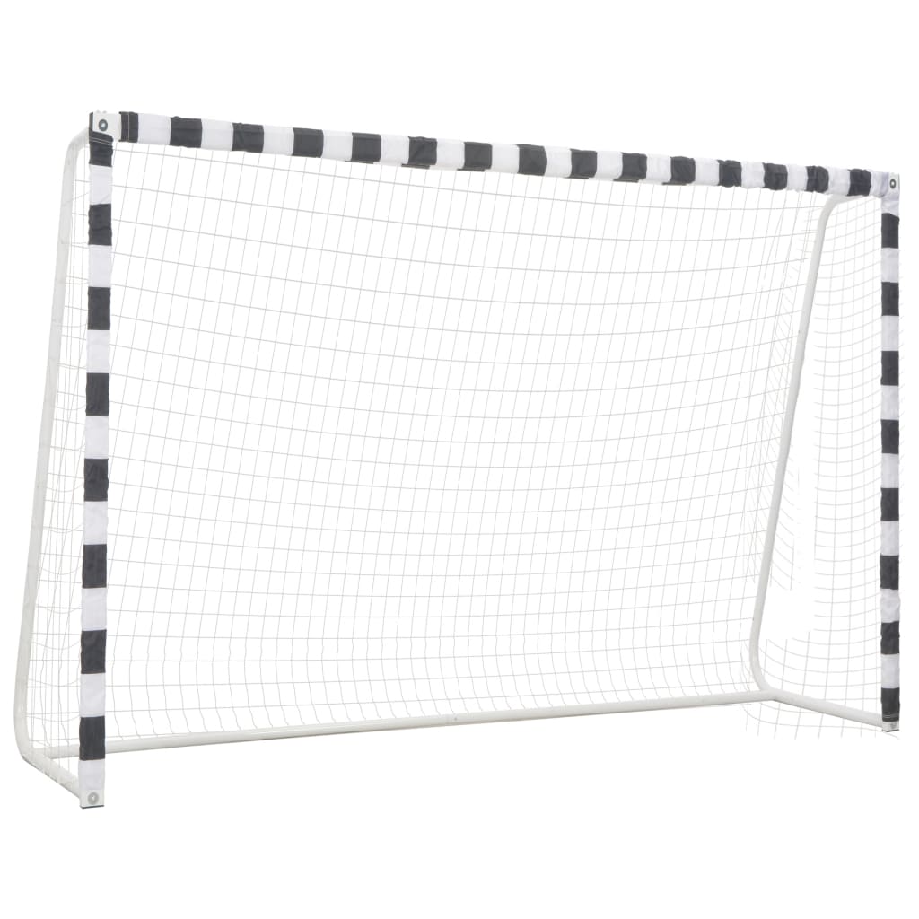 Voetbaldoel 300X200X90 Cm Metaal Zwart En Wit