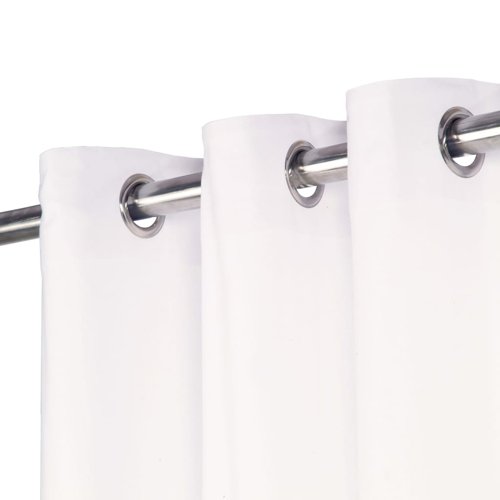 Gordijnen Met Metalen Ringen 2 St 140X225 Cm Katoen Wit