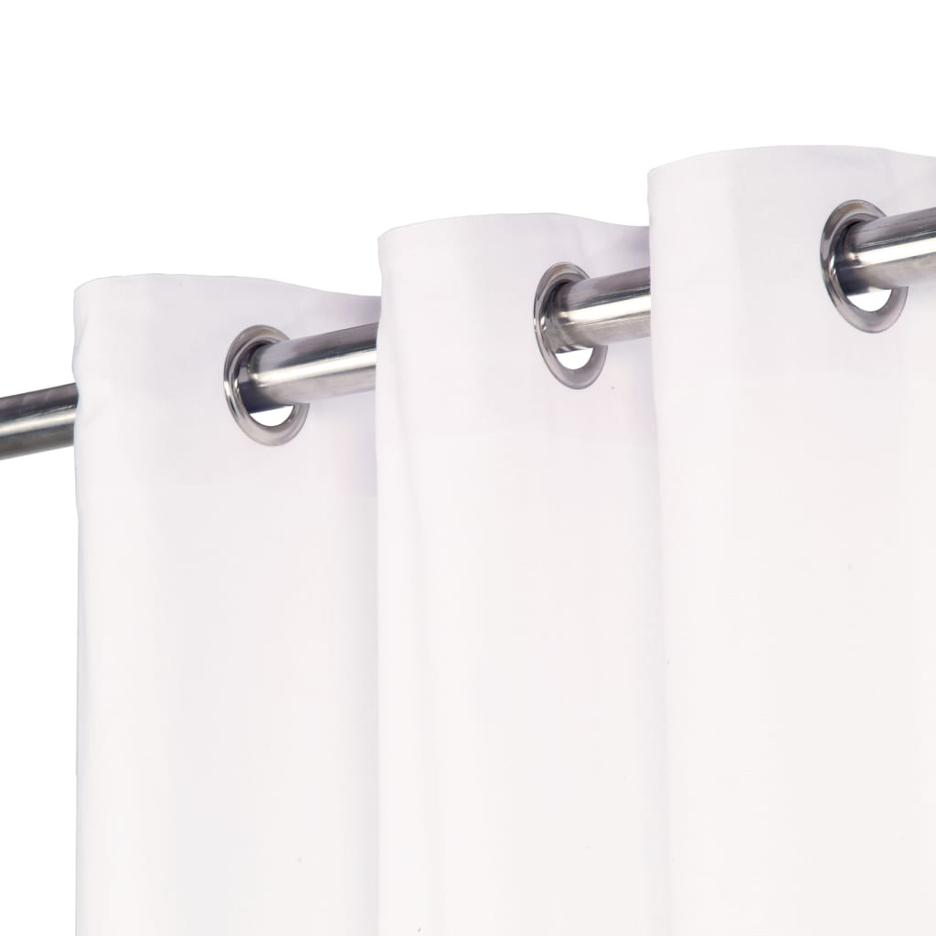 134319 Gordijnen Met Metalen Ringen 2 St Katoen 140X245 Cm Wit