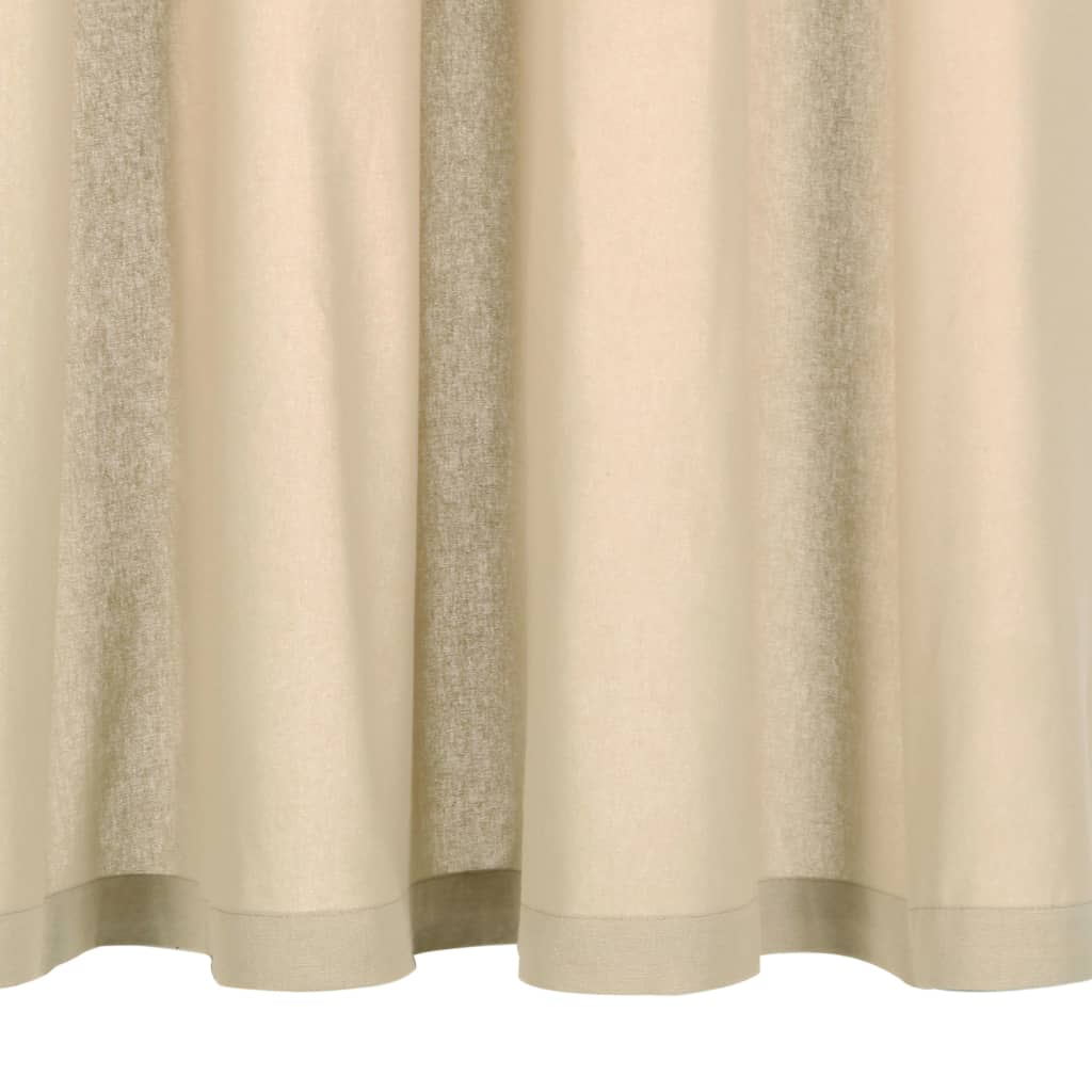 Gordijnen Met Metalen Ringen Katoen 2 St 140X175 Cm Beige
