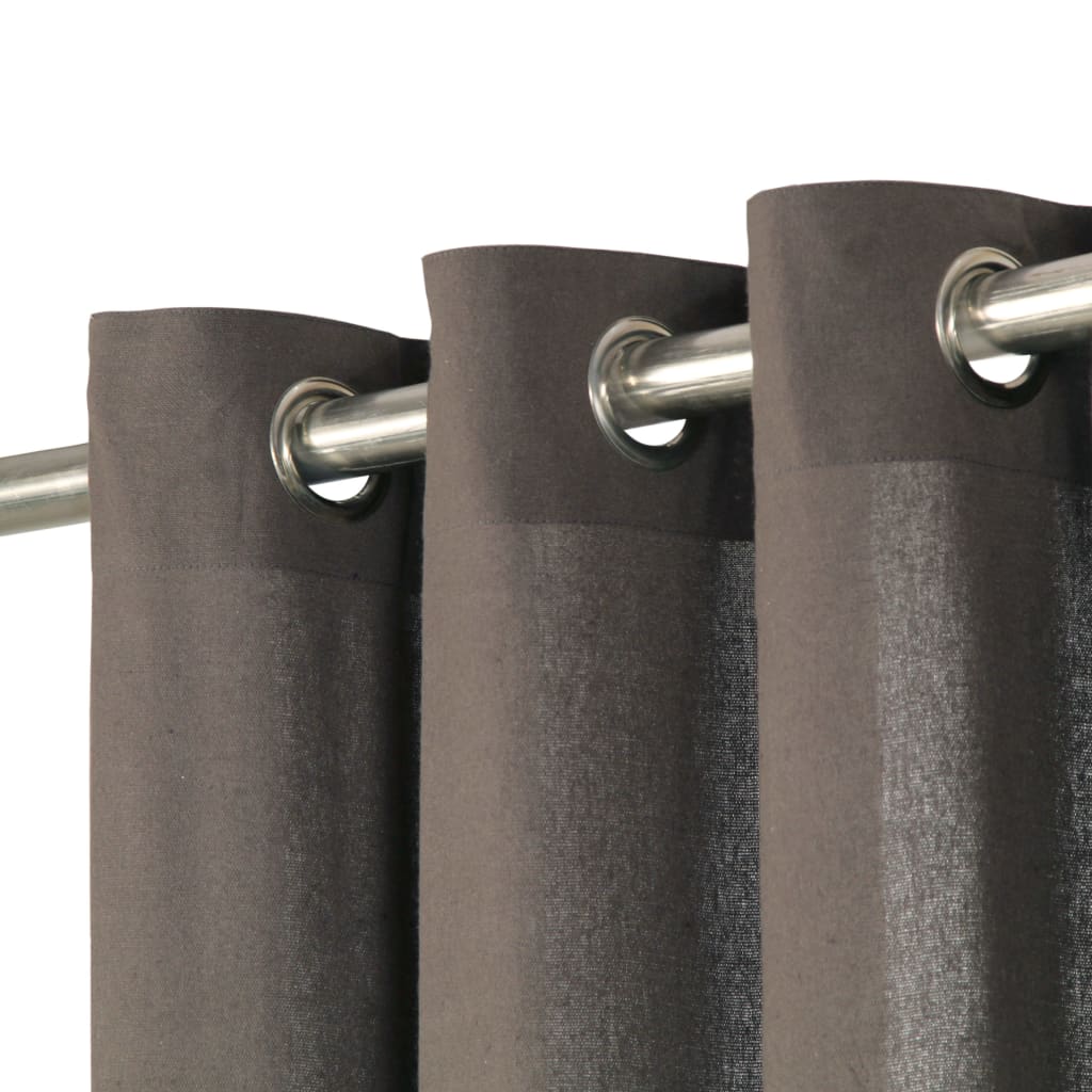 Gordijnen Met Metalen Ringen 2 St 140X245 Cm Katoen Antraciet