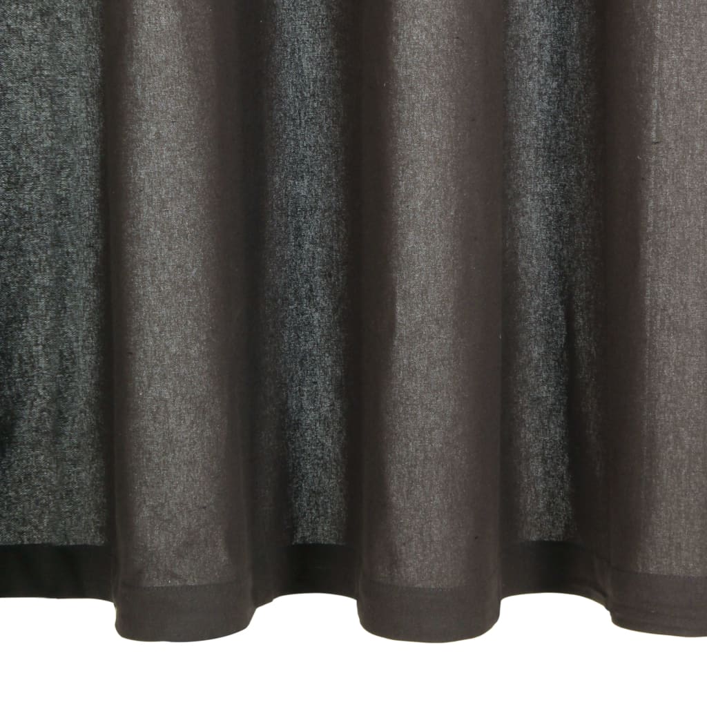 Gordijnen Met Metalen Ringen 2 St 140X245 Cm Katoen Antraciet