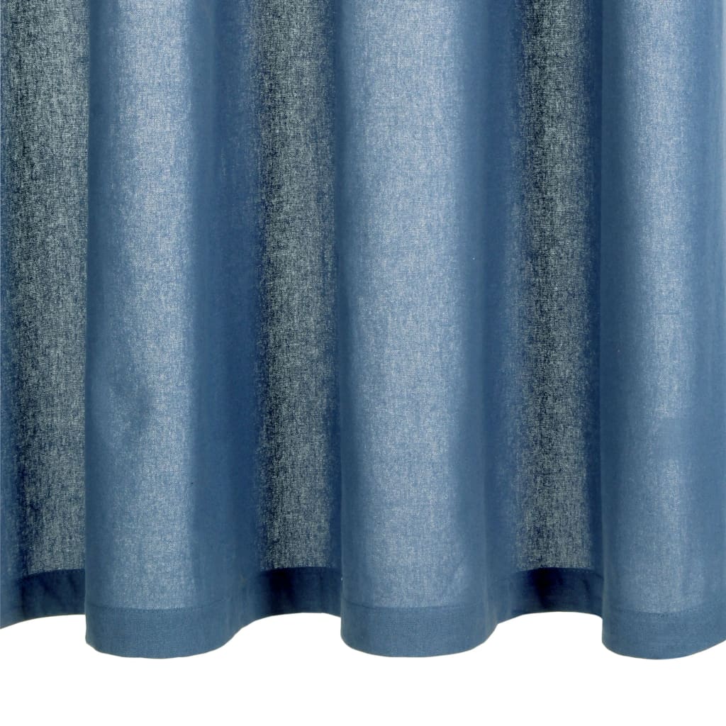 Gordijnen Met Metalen Ringen 2 St 140X175 Cm Katoen Blauw