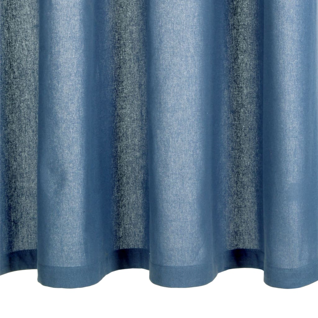 Gordijnen Met Metalen Ringen 2 St 140X245 Cm Katoen Blauw