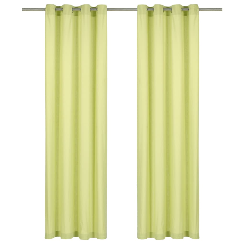 Gordijnen Met Metalen Ringen 2 St 140X175 Cm Katoen Groen