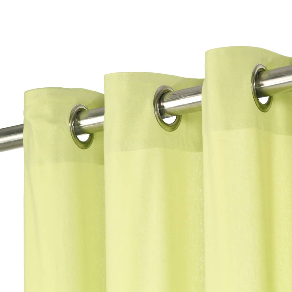 Gordijnen Met Metalen Ringen 2 St 140X175 Cm Katoen Groen