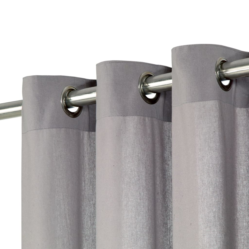 Gordijnen Met Metalen Ringen 2 St 140X225 Cm Katoen Grijs