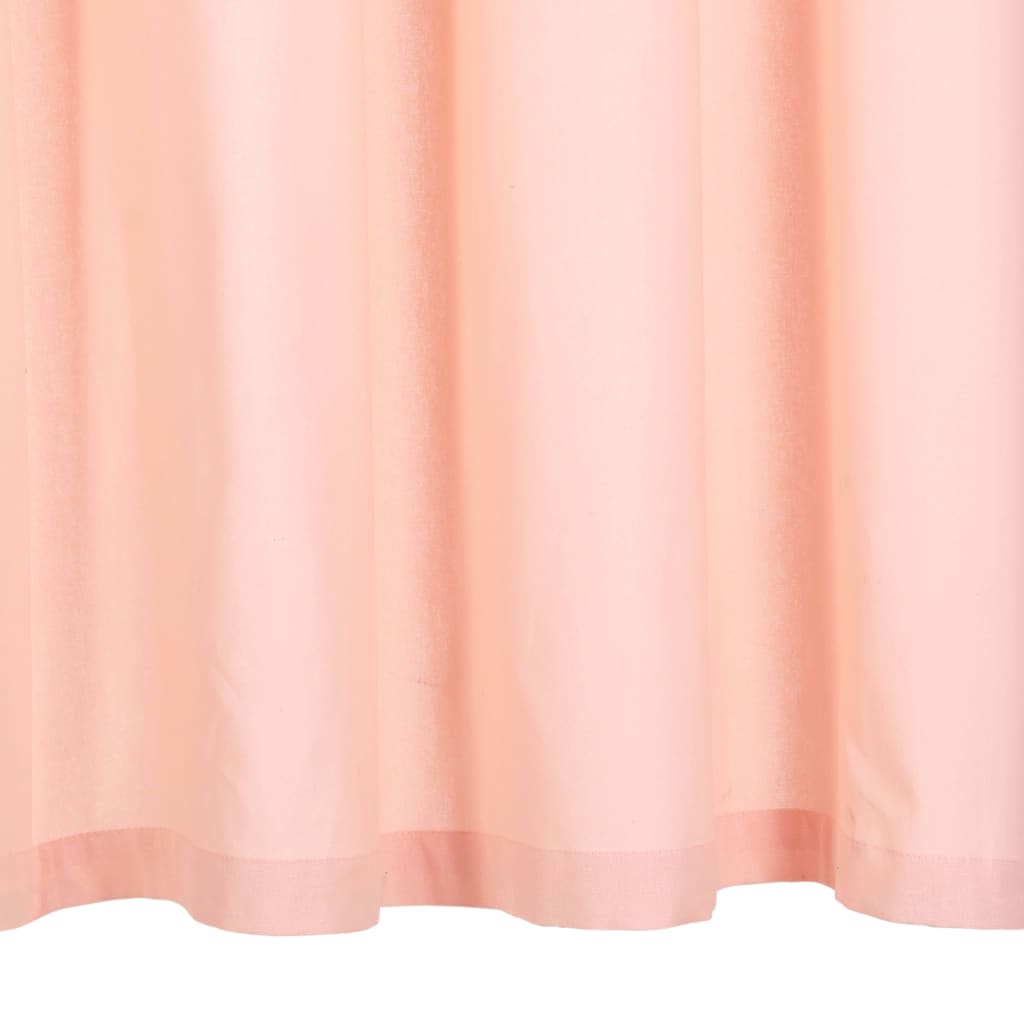 Gordijnen Met Metalen Ringen 2 St 140X225 Cm Katoen Roze