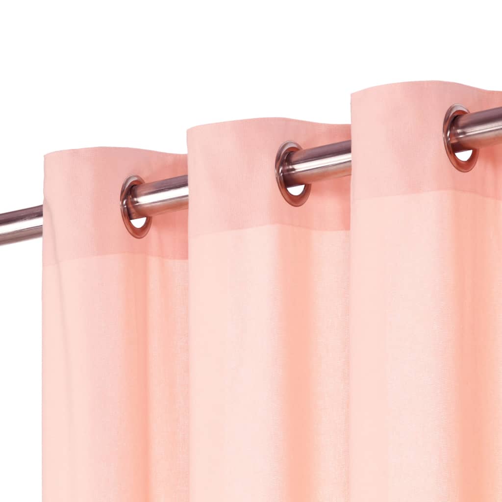 Gordijnen Met Metalen Ringen 2 St 140X245 Cm Katoen Roze