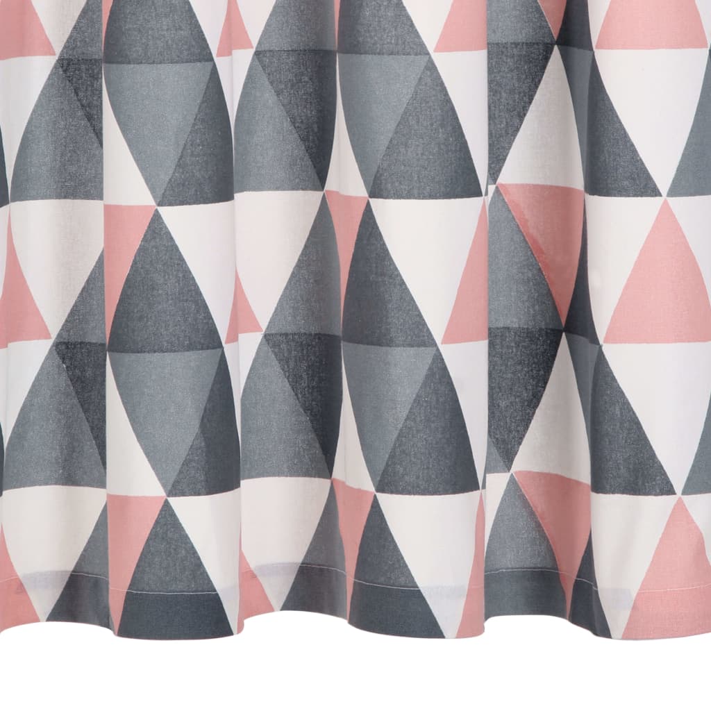 Gordijnen Met Metalen Ringen 2 St 140X245 Cm Katoen Grijs Roze