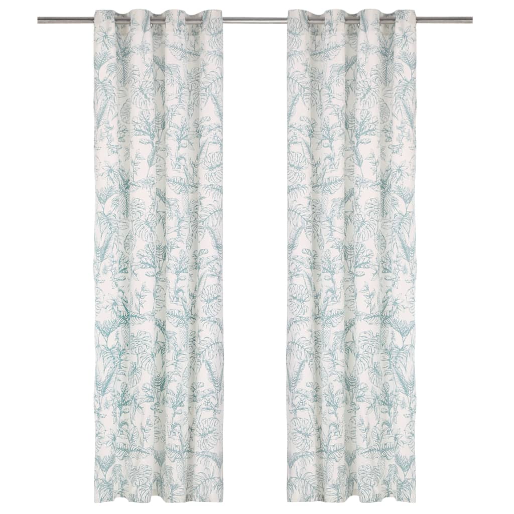 Gordijnen Met Metalen Ringen 2 St 140X175 Cm Katoen Groen
