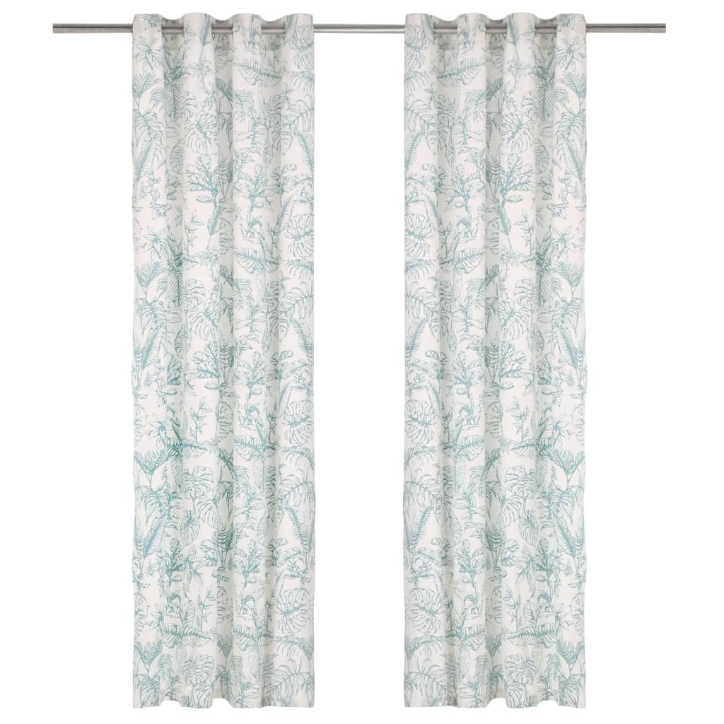Gordijnen Met Metalen Ringen 2 St 140X225 Cm Katoen Groen