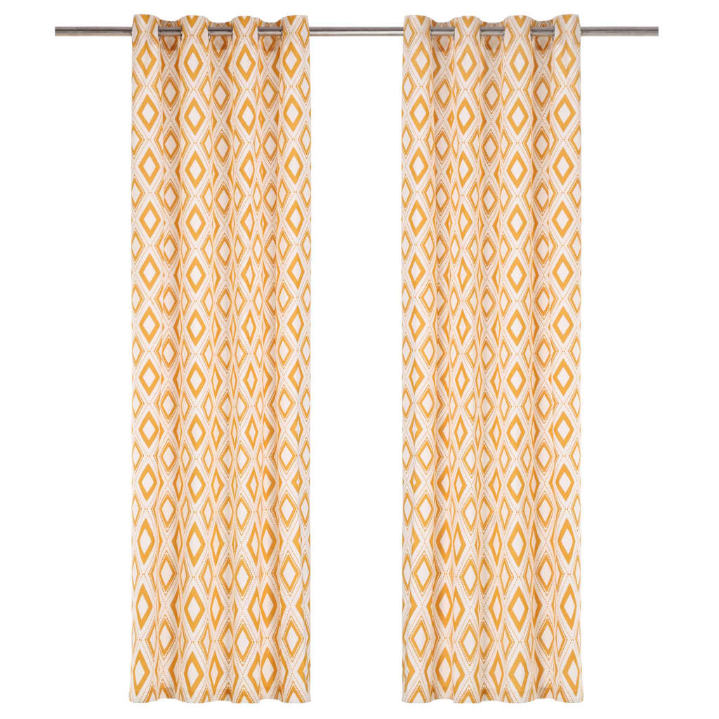Gordijnen Met Metalen Ringen 2 St 140X225 Cm Katoen Geel