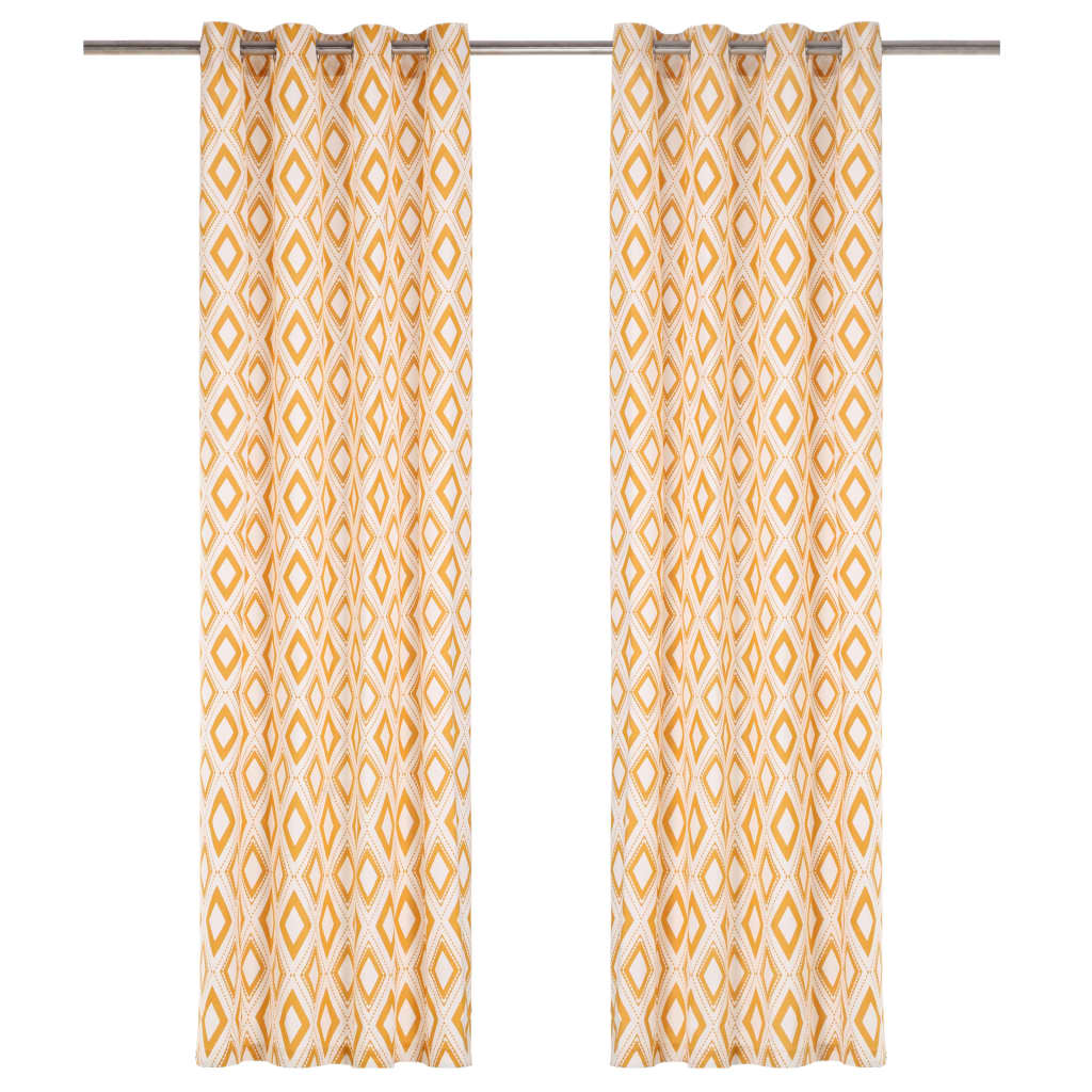 Gordijnen Met Metalen Ringen 2 St 140X245 Cm Katoen Geel